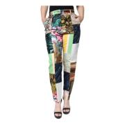 Multicolor Patchwork High Waist Tapered Broek Dolce & Gabbana , Multic...