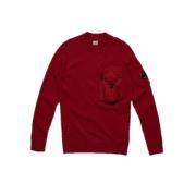 Rood Lamswol Crew Neck Gebreide Kleding C.p. Company , Red , Heren