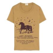 Goedie Paardenprint T-Shirt Mother , Beige , Dames