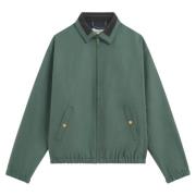 Watergroene wollen jas met corduroy kraag Drole de Monsieur , Green , ...