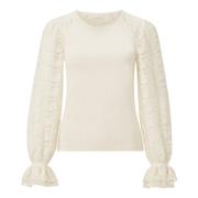 Laagjes Kant Mat Mix Longsleeve Rich & Royal , White , Dames