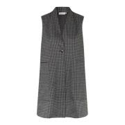 Geruite vest met A-lijn snit Masai , Black , Dames