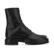 Zwarte leren Tabi enkellaarzen Maison Margiela , Black , Heren