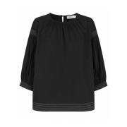 Oversized Top met ¾ Mouwen Masai , Black , Dames