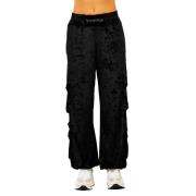 Cargo Velvet Broek Disclaimer , Black , Dames