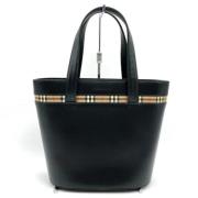 Pre-owned Leather handbags Burberry Vintage , Black , Dames