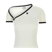 Klassiek Wit Katoenen T-shirt Courrèges , White , Dames