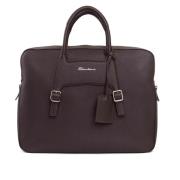 Bruine leren schoudertas gehamerd Santoni , Brown , Unisex