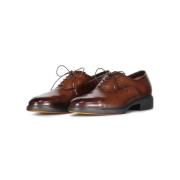 Leren Oxford Schoenen met Elastische Inzetstukken Santoni , Brown , He...