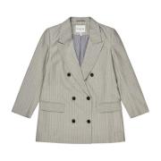 Elegante Gestreepte Blazer met Stenen Munthe , Gray , Dames