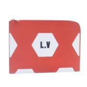 Pre-owned Leather clutches Louis Vuitton Vintage , Red , Dames