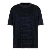 Blauwe Lyocell Logo T-Shirt Korte Mouw Emporio Armani , Blue , Heren