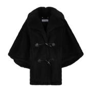 Zwarte Teddy Stof Cape Max Mara , Black , Dames