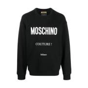 Zwart Logo Print Sweatshirt Moschino , Black , Heren