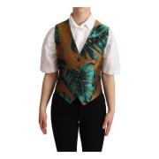 Tropische Bladprint Zijden Vest - Goud Dolce & Gabbana , Multicolor , ...