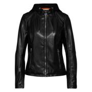 Nep Leren Jas met Capuchon Street One , Black , Dames