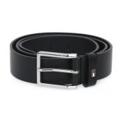 Zwarte Leren Riem Tommy Hilfiger , Black , Unisex