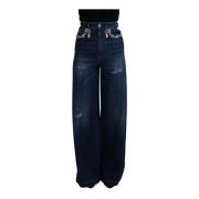 Hoge taille wijde pijp jeans met ketting Dolce & Gabbana , Blue , Dame...