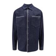 Blauw Denim Overhemd met Drukknoopsluiting Dolce & Gabbana , Blue , He...