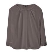 Stromende taupe blouse met split halslijn Luisa Cerano , Beige , Dames