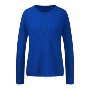 Kasjmier Rib Crewneck Trui Fynch-Hatton , Blue , Dames