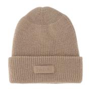 Gebreide wollen beanie met revers Patou , Beige , Dames