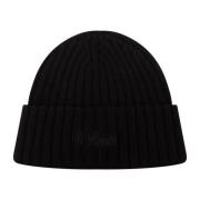 Zwarte Kasjmier Geribbelde Beanie Muts MC2 Saint Barth , Black , Heren