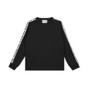 Kids -Black crewneck sweatshirt with contrasting stripes and Iceberg l...