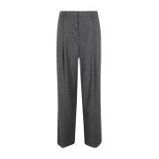 Microcheck Wide Leg Trousers Vince , Gray , Dames