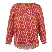 V-hals Bedrukte Blouse Frapp , Multicolor , Dames