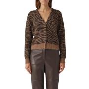 Tijgerpatroon Gebreide Vest Max Mara Studio , Multicolor , Dames