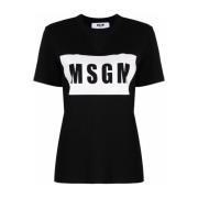 Basis Katoenen T-shirt Msgm , Black , Dames