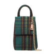 Groene Wollen Tartan Schoudertas La Milanesa , Green , Dames