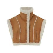 Shearling Vest Halfboy , Brown , Dames