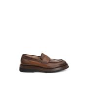 Bruine Suède Mocassin Platte Schoenen Santoni , Brown , Heren