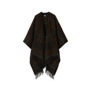 Geruite wol en kasjmier cape Burberry , Brown , Dames