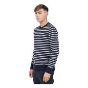 Blauwe Crew Neck Sweater met Gestreept Motief Tommy Hilfiger , Multico...