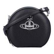 Zwarte Leren Mini Ronde Schoudertas Vivienne Westwood , Black , Dames