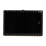 Studded Gouden Frame Zwarte Leren Clutch Dolce & Gabbana , Black , Dam...