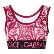 Majolica Print Mouwloze Top Wit Fuchsia Dolce & Gabbana , Multicolor ,...