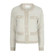 Beige Melange Gebreide Trui met Knopen Neo Noir , Beige , Dames