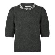 Melange Stone Gebreide Blouse Neo Noir , Gray , Dames