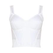 Witte Mouwloze Top met Voorgevormde Cups Dolce & Gabbana , Beige , Dam...