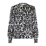 Bloemen Blur Zwarte Blouse Neo Noir , Black , Dames