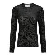 Zebra Blouse in Zwart Neo Noir , Black , Dames