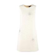 Ivoor Mouwloze Trapeziumjurk met Strass Nenette , Beige , Dames