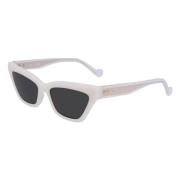 Witte zonnebril voor dames met rechthoekige grijze lens Liu Jo , White...