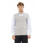 V-hals Gebreid Vest Regular Fit Alpha Studio , Gray , Heren