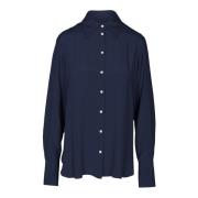 Crepe shirt met klassieke kraag Ottod'Ame , Blue , Dames