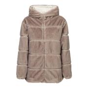 Faux Fur Hooded Jacket Ivory Moncler , Brown , Dames